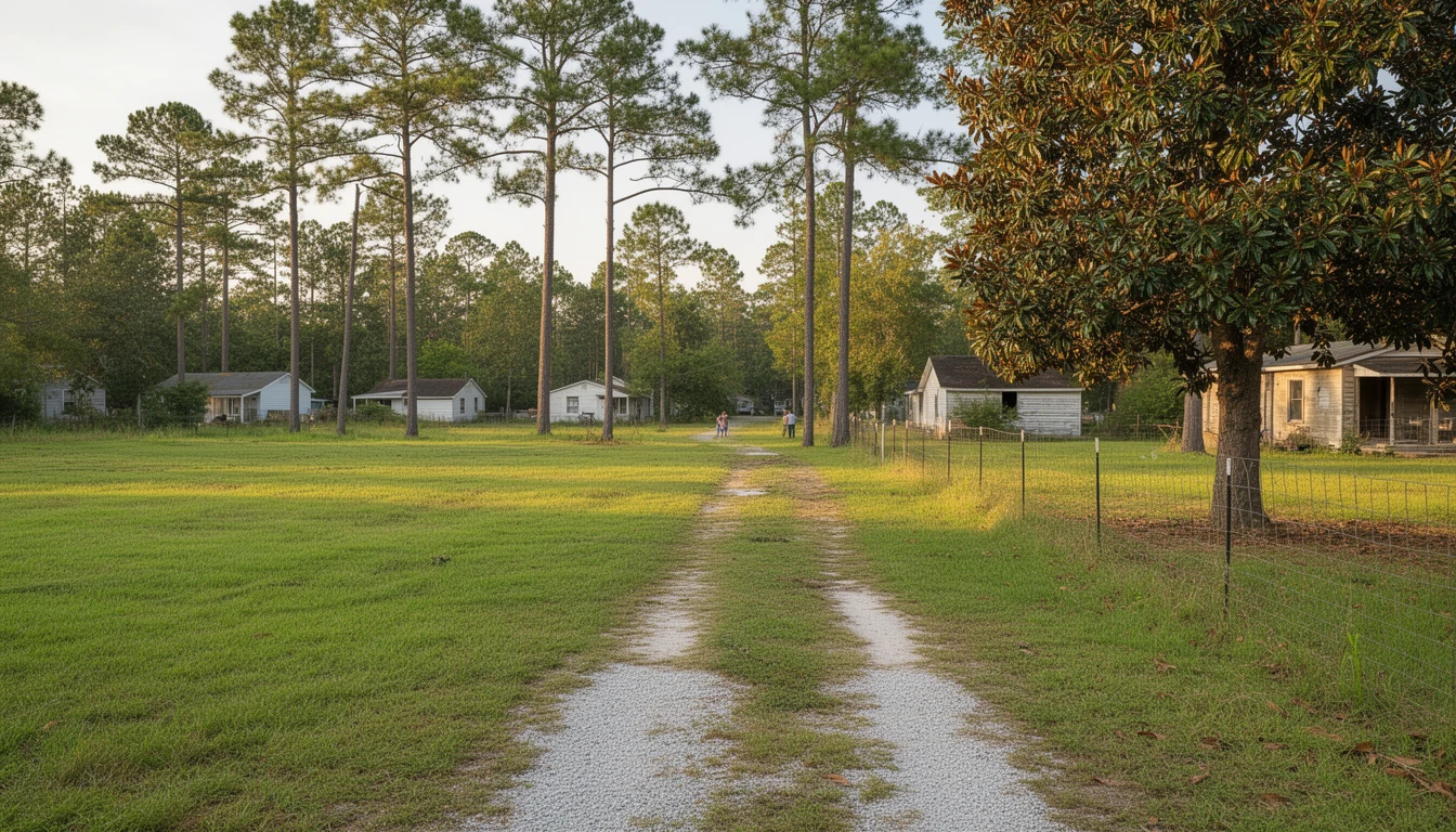 Mown buyout parcel on the Tar River bottomland outside Greenville, Pitt County, North Carolina