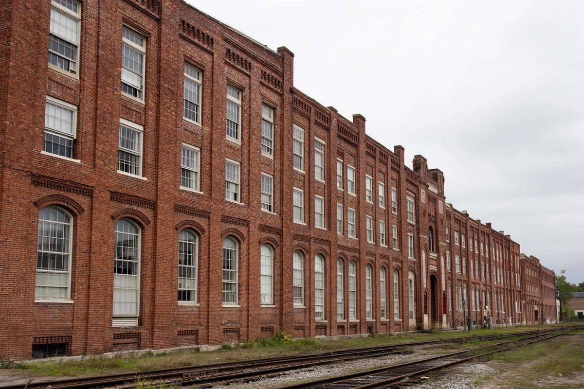 Brick Art Deco and Italianate tobacco warehouses in Greenville's historic tobacco warehouse district